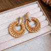 Vintage Brown Round Rattan Weave Earrings For Women Exaggerated Large Circle Geometric Earrings Jewelry Accessories - Image 10