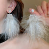 Long Diamond Studded Feather Tassel Earrings for Women Temperament and Atmosphere Drop Earring Wedding Jewelry Gifts - Image 2