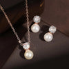 Elegant Round Cubic Zirconia Imitation Pearl Necklace Earrings For Women Bridal Wedding Party Jewelry Gift - Image 3