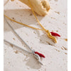 Stainless Steel Enamel Red Chili Necklace Pendant Stylish Unique Chic Collar Jewelry Gold Platinum Pvd Plated - Image 3