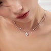 Silver Double-Deck Water Droplet Shape Women Choker Zircon Chain Necklace Jewelry Wedding Party Gift - Image 5