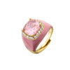 HECHENG,Multicolor Enamel Dripping Oil Zircon Open Ring For Women Adjustable Gold Plated Chunky Finger Rings Gift - Image 5