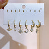 Classic Star and Moon Earrings Set Zirconia Gold Plated Pendant Jewelry For Women - Image 1