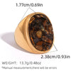 Brown Stone Stainless Steel Ring Oval Alpaca Rings For Women Adjustable Stacked Rings Ladies' Jewelry Gifts For Her - Image 15