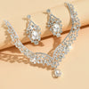 3PC Wedding Season Women's Full Diamond Water Drop Necklace Earrings Jewelry Set Wedding Banquet Party Holiday Gift - Image 3