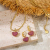 Cute Romantic Heart Zircon Wedding Jewelry Set Earrings Necklace Double-sided Zircon Women Engagement Party Jewelry - Image 1