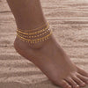 Layered Link Chain Anklets Bracelet for Women, Gold Plated Foot Leg Anklets Summer Boho Beach Jewelry Adjustable - Image 1