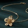 Textured Flower Pendant Necklace on Fine Chain - Image 3
