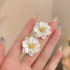 White Acrylic Flower Women's Stud Earrings Folded Florals Korean Sweet Petals Irregular Female Earrings - Image 1