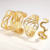 Irregular Hollow Geometric Chunky Bracelet for Women Simple Hammered Stainless Steel Gold Plated Cuff Bangle Jewelry Gift - Image 1