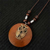 Ethnic Style Round Wood Beads Alloy Leaf Pendant Necklace For Women Girl Bohemian Sweater Chain Vintage Jewelry Accessories Gift - Image 9