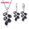 Anniversary Gift For Women Silver Color Jewelry Sets Cubic Zirconia Pendants Necklaces Charm Hoop Earrings - Image 11