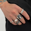 Black Pentagram Ring Set with Gothic Geometric Details - Image 7