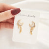 Rhinestone Geometric Dangle Earrings Gold Color Metal Moon Cat Shape Elegant Party Jewelry For Women - Image 7