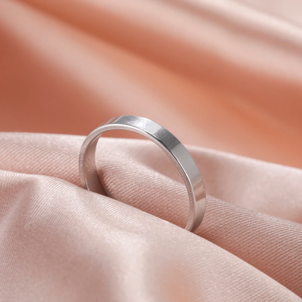 Chic Simple Round Wedding Band Rings For Women Men 3 Colors Stainless Steel Engagement Female Ring Gifts Jewelry - Image 1