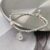 Silver Heart Pearl Knot Bracelet Necklace Set for Women Versatile Jewelry Set Party Wedding Gifts - Image 5