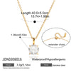 Heart Water Drop and Oval Stone Pendant Necklace in Gold Tone - Image 10