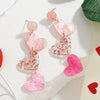 Chic Pink Sparkling B Heart Design Stud Earrings Stainless Steel Posts Acrylic No Plating for Casual Attire Pa - Image 2