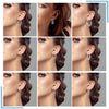 Silver Women Hoop Earrings Gifts For Girl U Rhombic Shape Geometric Lines Zircon Earring - Image 5