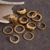 Stainless Steel Zircon Ring Asymmetric Size Double Flap Stackable Ring Women's Jewelry Party Gift - Image 6