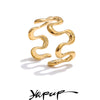 Minimalist Stainless Steel Metal Irregular Open Adjustable Ring for Women Distinctive Jewelry - Image 1