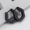 Punk Multiple Styles Black Stainless Steel Hoop Earrings For Men Women U Shaped Square Hexagon Earrings Gothic Ear Jewelry - Image 2