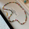 Colorful Beaded Necklace or Bracelet with Pearl Look Accents - Image 1