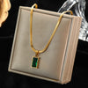 316L Stainless Steel Green Zirconia Crystal Necklace For Women Chain Choker Jewelry Party Wedding Gifts - Image 9