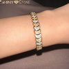 Two Tone Color Moon Shaped Link Chain Bracelet for Women Paved Bling Cubic Zirconia Cz Wedding Jewelry - Image 1