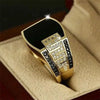 Classic Men's Ring Metal Inlaid Black Stone Zircon Punk Rings for Men Engagement Wedding Jewelry - Image 3
