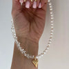 Heart Pendant Necklace with Crystal and Imitation Pearl Details - Image 10