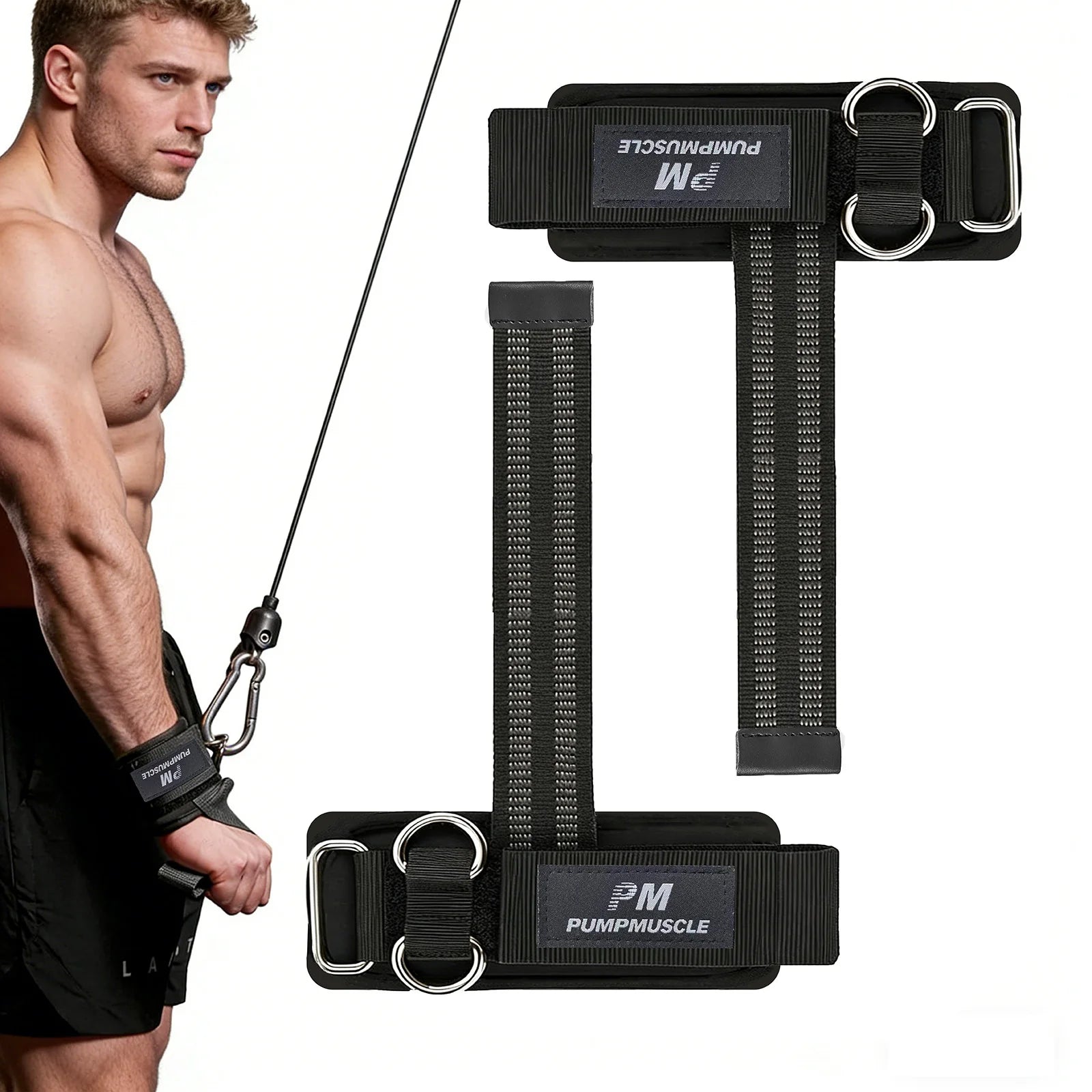 D-Ring Double Cuff Lifting Straps Thick Heavy Duty Wrist Support Secure Grip for Men Women Gym Strength Training - Image 1