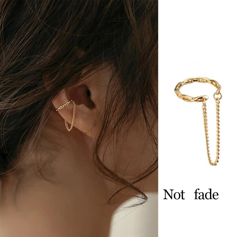 Non-Piercing Ear Cuff Earrings with Slim Drop Designs - Image 1
