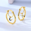 Silver Hoop Earrings Shining Star Moon Square Bow Stud Earrings for Women Jewelry Accessories - Image 5