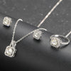 Square Zircon Crystal Earring Necklace Ring 3 Piece Set for Women Silver Color Princess Bride Wedding Banquet Jewelry Set - Image 4