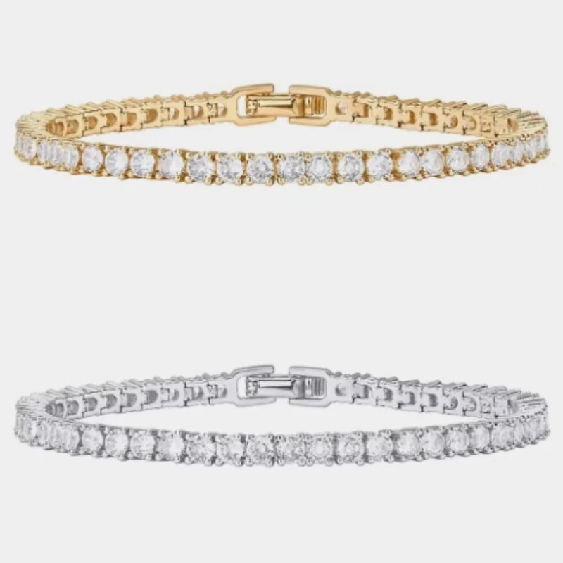 Women's 4mm Zirconia Tennis Bracelet Crystal Charm Thin Chain Wedding Jewelry Accessory - Image 1