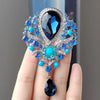 Retro Blue Crystal Big Waterdrop Pendant Brooch for Women Full of Rhinestone Brooch Pin Clothing Accessories Vintage Jewelry - Image 1