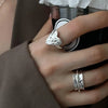 Silver Open Finger Ring Punk Heart Irregular Geometric Stackable For Women Girl Jewelry Gift - Image 4