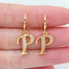 Gold Color Clear Zircon CZ Name Alphabet Initial Letter Dangle Earrings for Women - Image 7