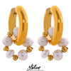 Fans Welfare Style Pearls Stainless Steel Gold Color Huggie Hoop Earrings Jewelry for Women - Image 1