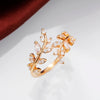 Fancy Leaf Design Adjustable Opening Rings for Women Sparkling Cubic Zirconia Olive Ring Party Daily Wear Jewelry - Image 8
