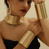 5pcs/set Vintage Leather African Jewelry Set Choker Necklace Bracelet Earrings Set For Women Collar Necklace Set Jewelry Gifts - Image 4
