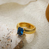 Chunky Striped Ring with Square Crystal in Gold-Tone - Image 21
