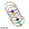 6pcs/set Cute Sea Turtle Starfish Anklets Sets For Women Rainbow Beads Foot Chain Ankle Bracelet Elastic Rope Beach Jewelry Gift - Image 5