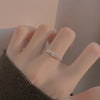 Shiny Silver Zircon Twisted Frosted Adjustable Ring for Women Girl Jewelry Accessories Colorfast - Image 6