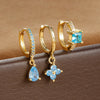 3PCS Water Drop Huggie Hoop Earrings Set for Women Three-petal Flower Stud Earrings Prevent Allergy Piercing Jewelry - Image 1