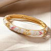Multicolor Enamel Flower Cuff Bracelet in Gold-Tone - Image 9