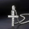 Cubic Zirconia Cross Pendant Necklace on Twisted Chain 60cm - Image 3