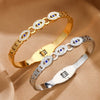 Stainless Steel Bracelet For Women Men Evil Eye Cuff Bangles Gold Plated Spring Buckle Lucky Amulet Jewelry Accessories - Image 1