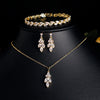 Brilliant Zirconia Leaf Necklace Earrings Rings Bracelets Set for Women CZ Drop Bridal Wedding Jewelry Sets - Image 12